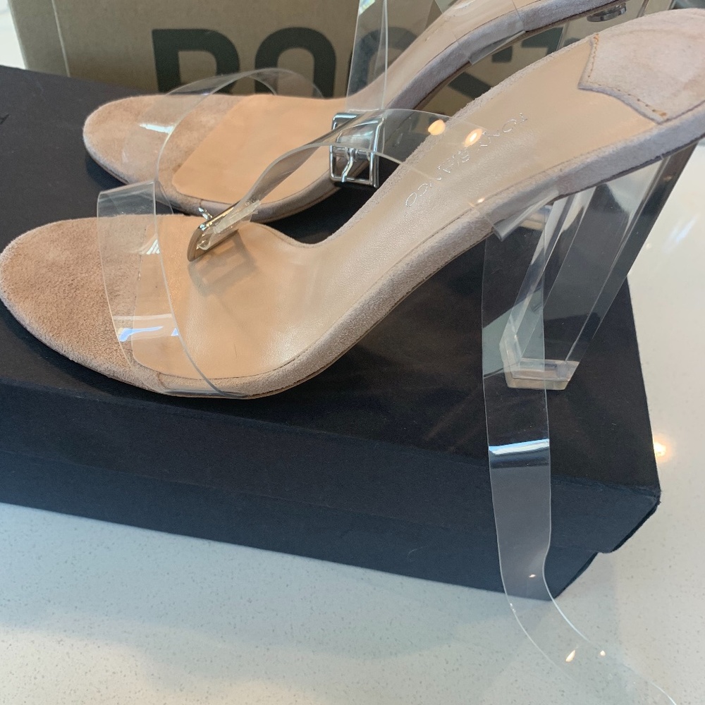Clear Heels with classic tan suede detail